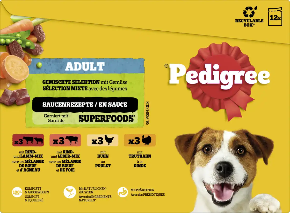 Bild 1 von Pedigree Hundenassfutter Adult Multipack Portionsbeutel, 1.200 g