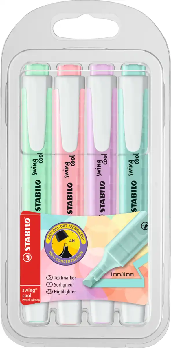 Bild 1 von STABILO 4er Set Swing cool Textmarker Pastel
