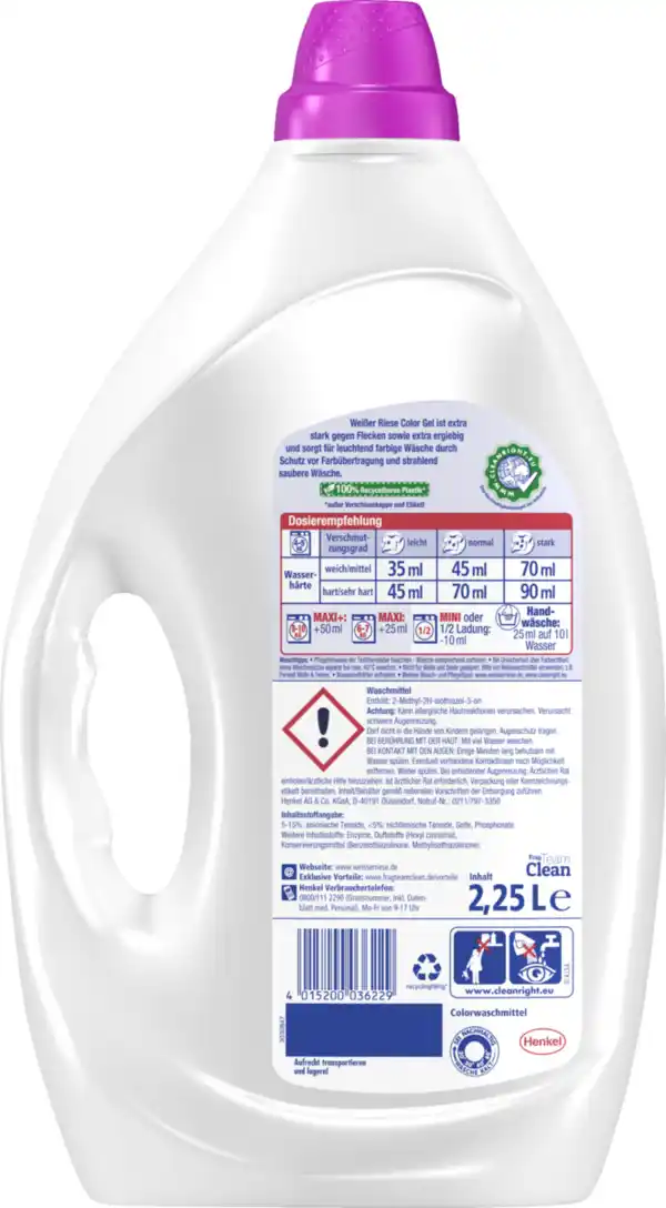 Bild 2 von Weißer Riese Colorwaschmittel Flüssig 50 WL