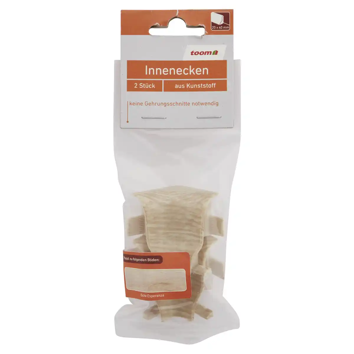 Bild 1 von toom Innenecke für Sockelleiste Eiche Esperanza 34 x 40 mm, 2 Stück