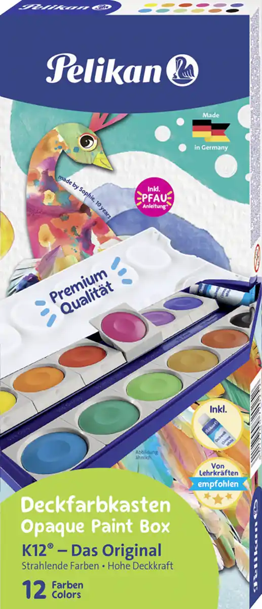 Bild 1 von Pelikan Deckfarbkasten K12 mit 12 Farben und 1 Tube Deckweiß