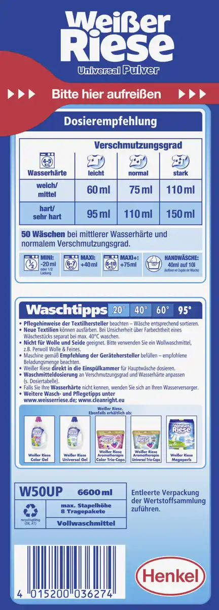 Bild 2 von Weißer Riese Universalwaschmittel Pulver 50 WL