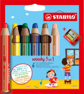 STABILO 6er Set Woody 3in1 Multitalent-Stifte