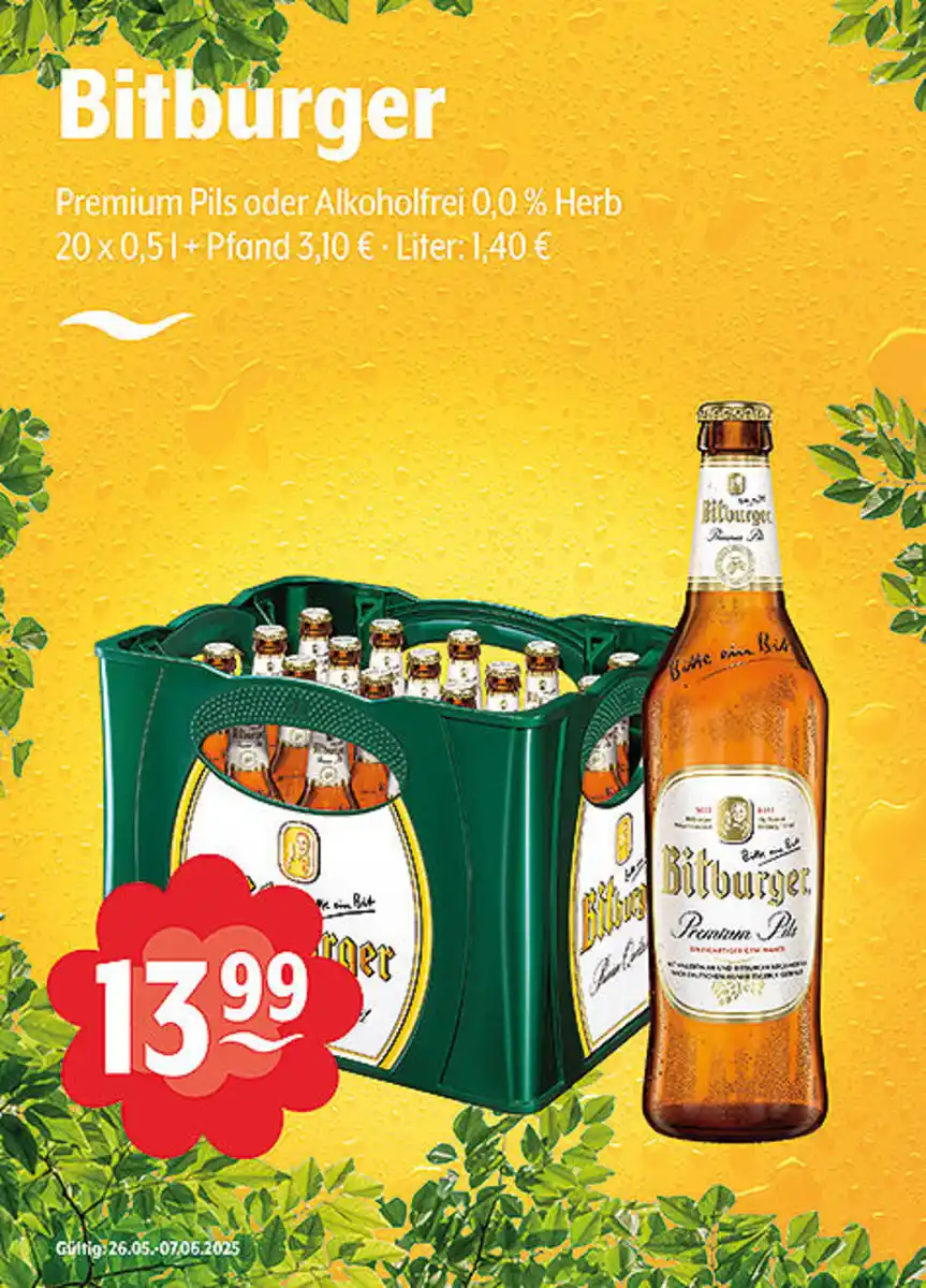 Bild 1 von Bitburger Premium Pils oder Alkoholfrei 0,0 % Herb