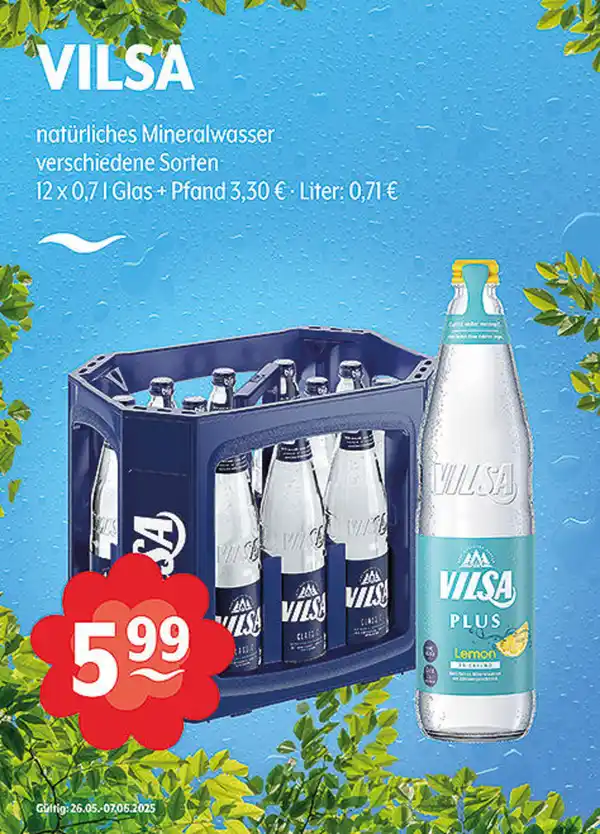 Bild 1 von VILSA natürliches Mineralwasser verschiedene Sorten
