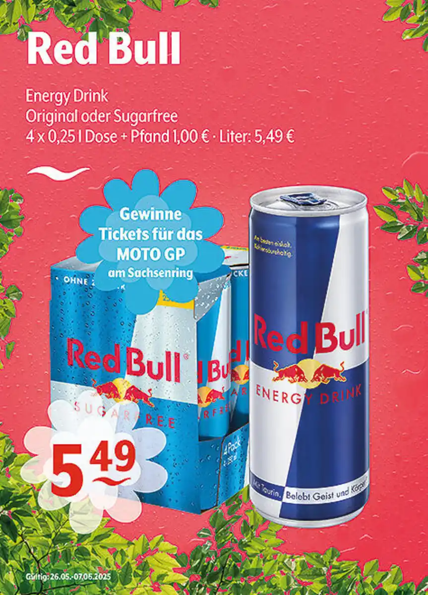 Bild 1 von Red Bull Energy Drink Original oder SugarfreeGewinne Tickets für das Moto GP am Sachsenring!