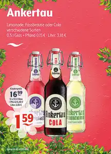 Ankertau Limonade, Fassbrause oder Cola verschiedene Sorten