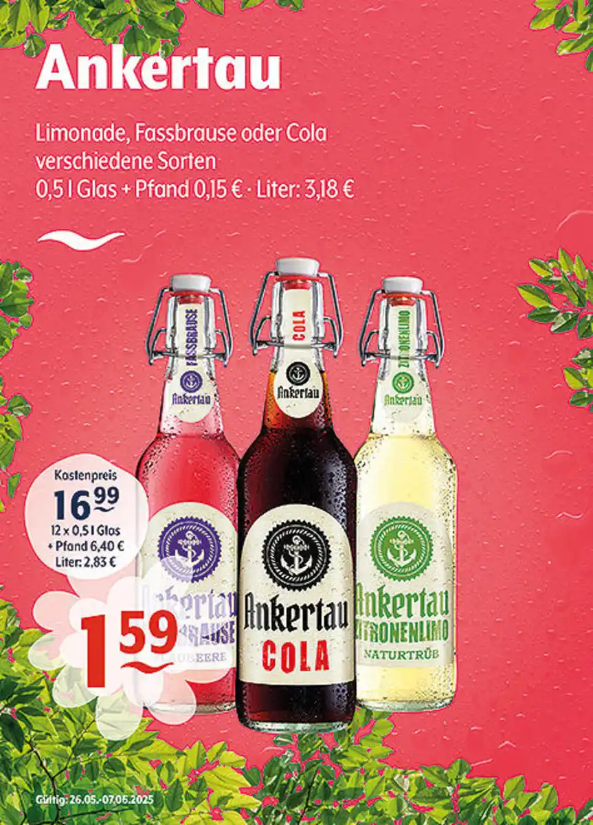 Bild 1 von Ankertau Limonade, Fassbrause oder Cola verschiedene Sorten