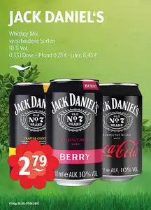JACK DANIEL'S Whiskey-Mix verschiedene Sorten 10 % Vol.