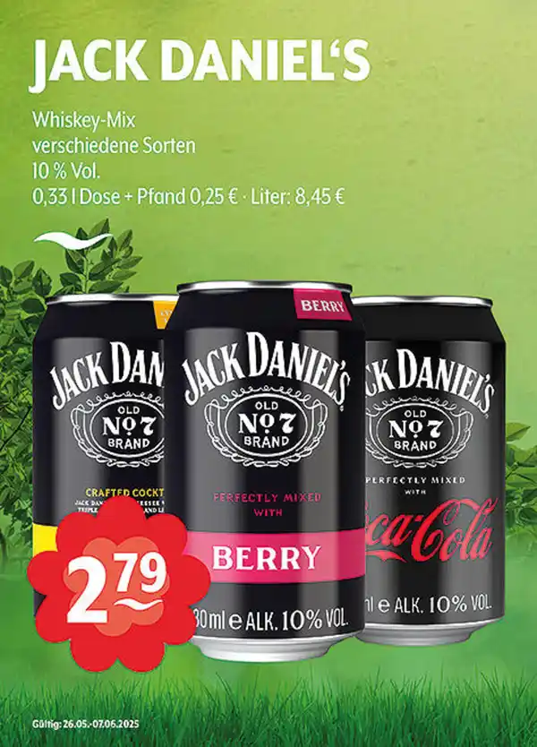 Bild 1 von JACK DANIEL'S Whiskey-Mix verschiedene Sorten 10 % Vol.
