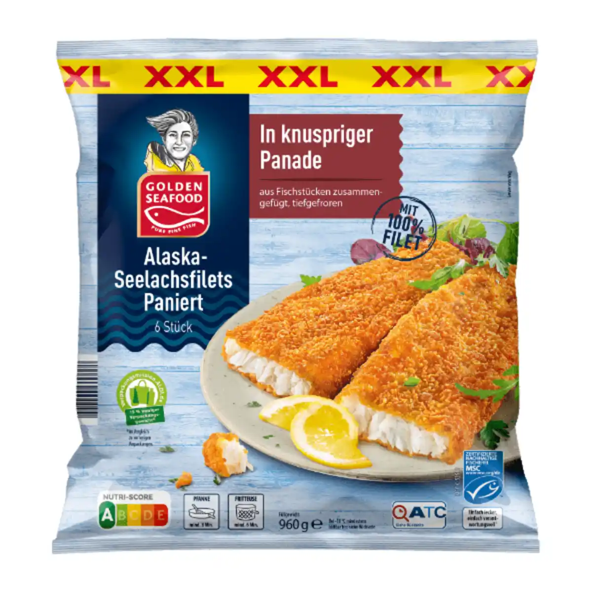 Bild 1 von GOLDEN SEAFOOD XXL-Alaska-Seelachsfilets 960g