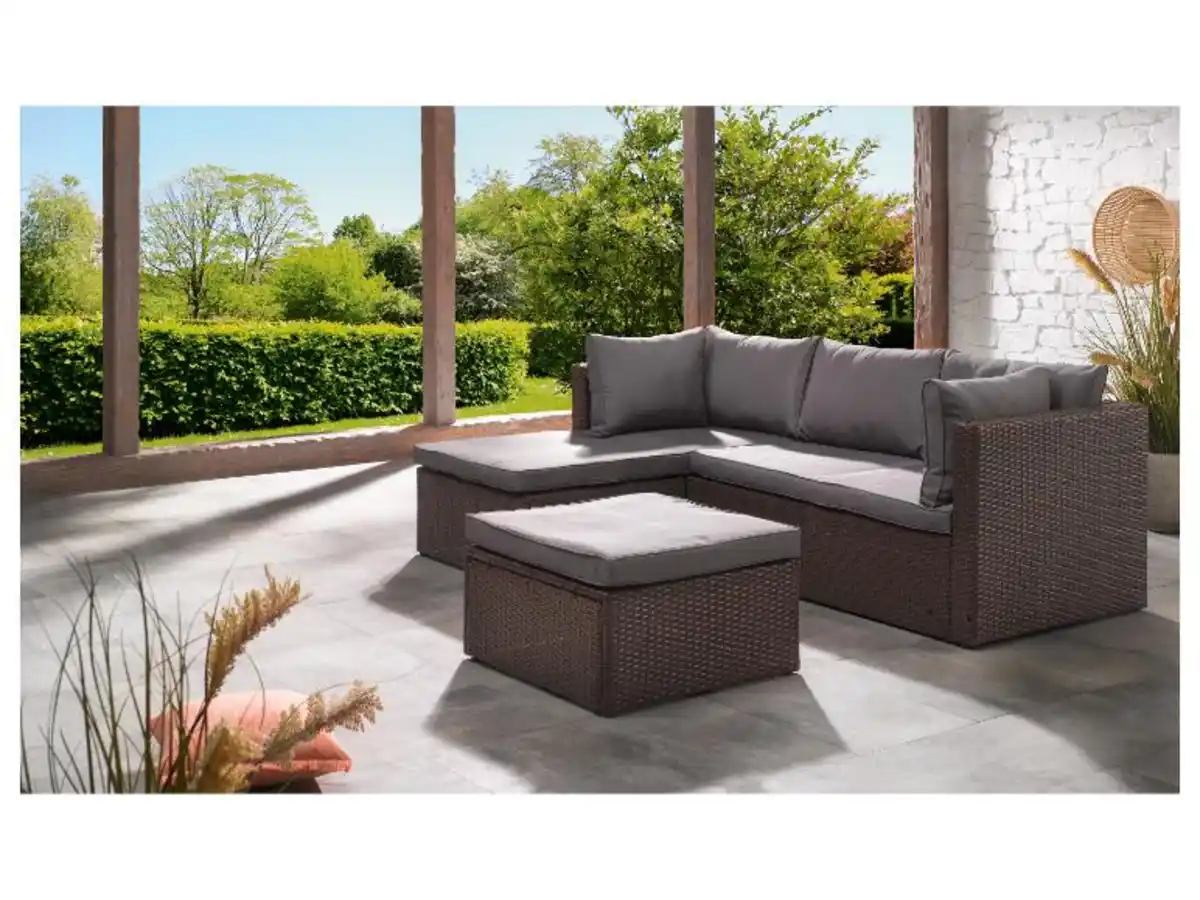 Bild 2 von LIVARNO home Loungeecke braun mit Tisch Polyrattan