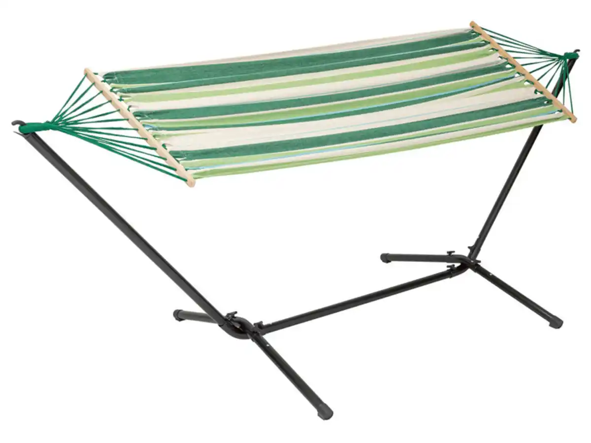 Bild 1 von LIVARNO home Hängematte, mit Gestell, grün-gestreift
