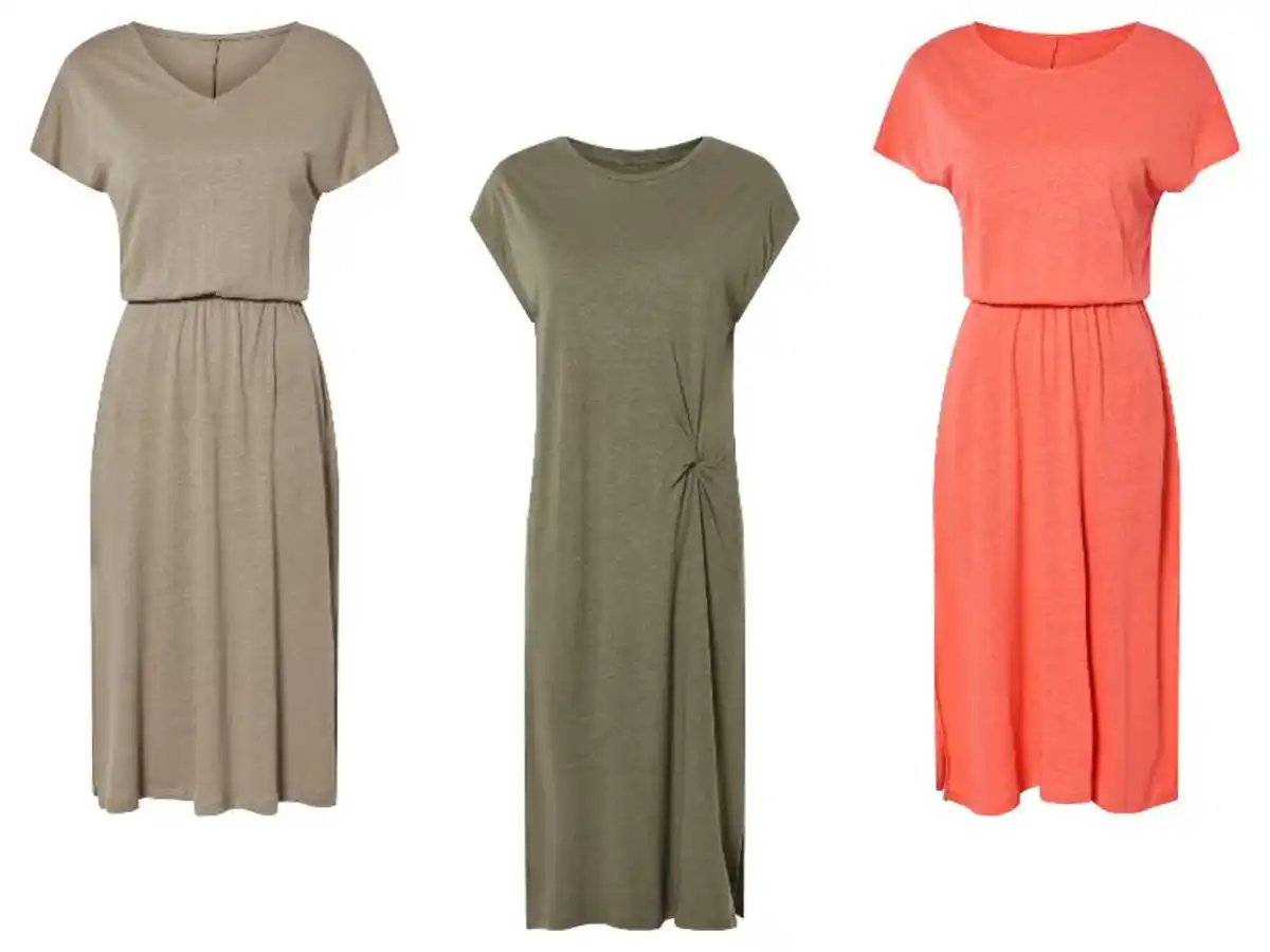 Bild 1 von esmara® Damen Leinenkleid in Midilänge, mit Viskose