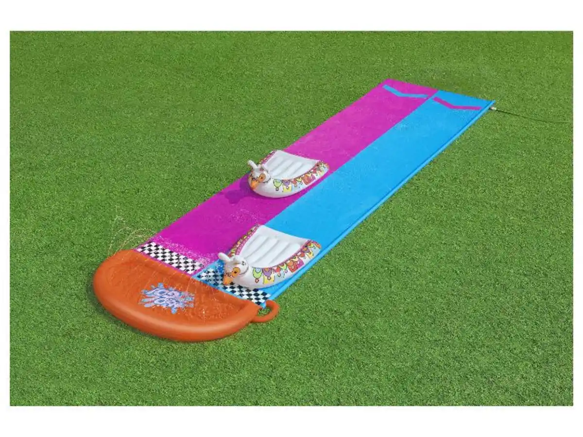 Bild 3 von Bestway Doppel-Wasserrutsche mit aufblas baren Schwimmtieren 487 x 138cm