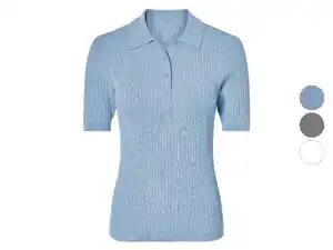 esmara® Damen Poloshirt, aus weicher Strick-Ripp-Qualität