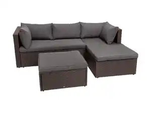 LIVARNO home Loungeecke braun mit Tisch Polyrattan