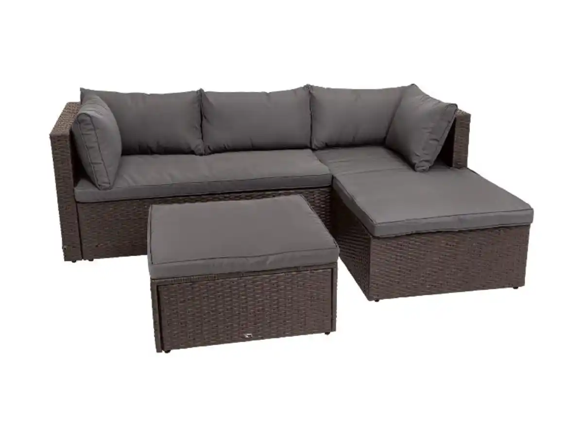 Bild 1 von LIVARNO home Loungeecke braun mit Tisch Polyrattan