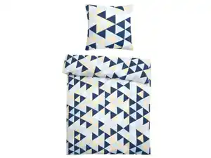 Dobnig Dobnig Satin Bettwäsche »Dreiecke eisblau«, 135x200 cm oder 155x220 cm, Reißverschluss, Baumwolle