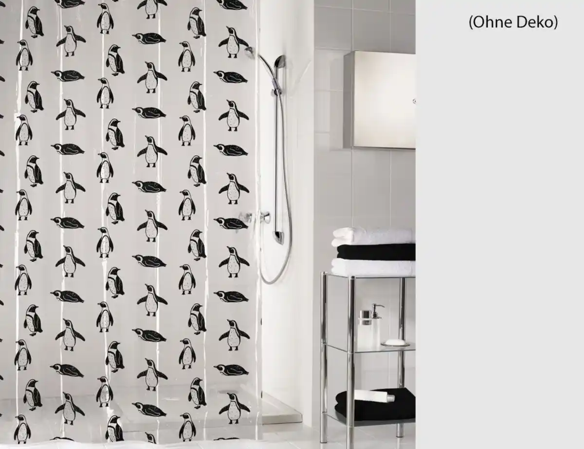 Bild 1 von Duschvorhang Pinguin Schwarz