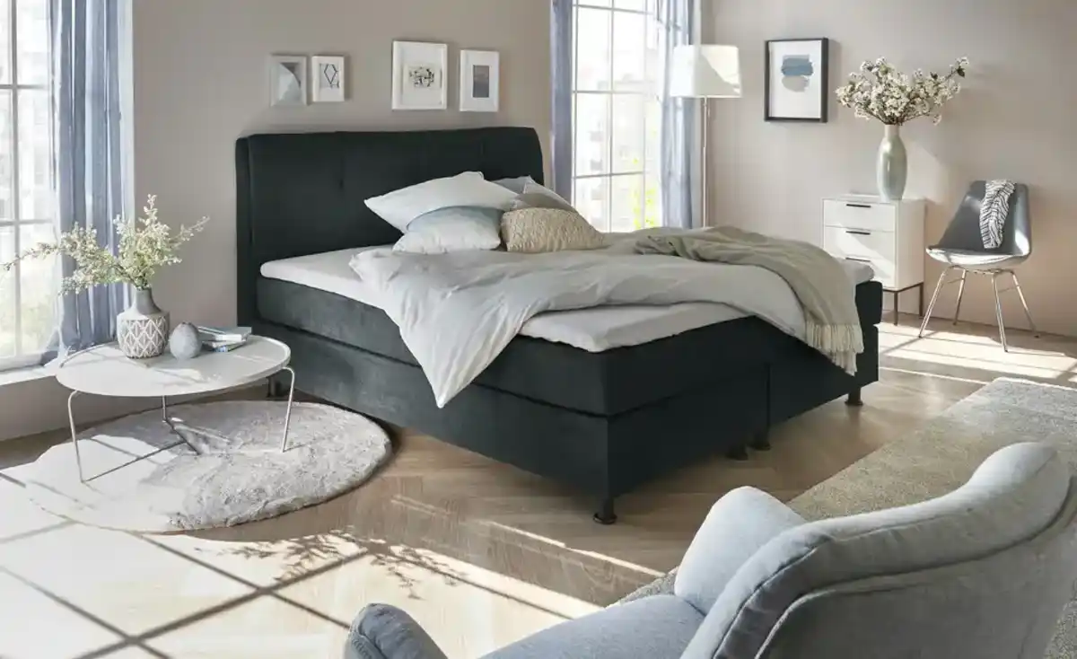 Bild 1 von SKAGEN BEDS Boxspringbett  Vegg Towel ¦ grau ¦ Maße (cm): B: 185 H: 112,5 Betten > Boxspringbetten - Möbel Kraft