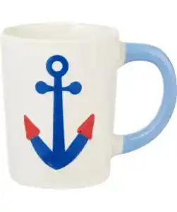 Maritime Tasse, weiß/blau