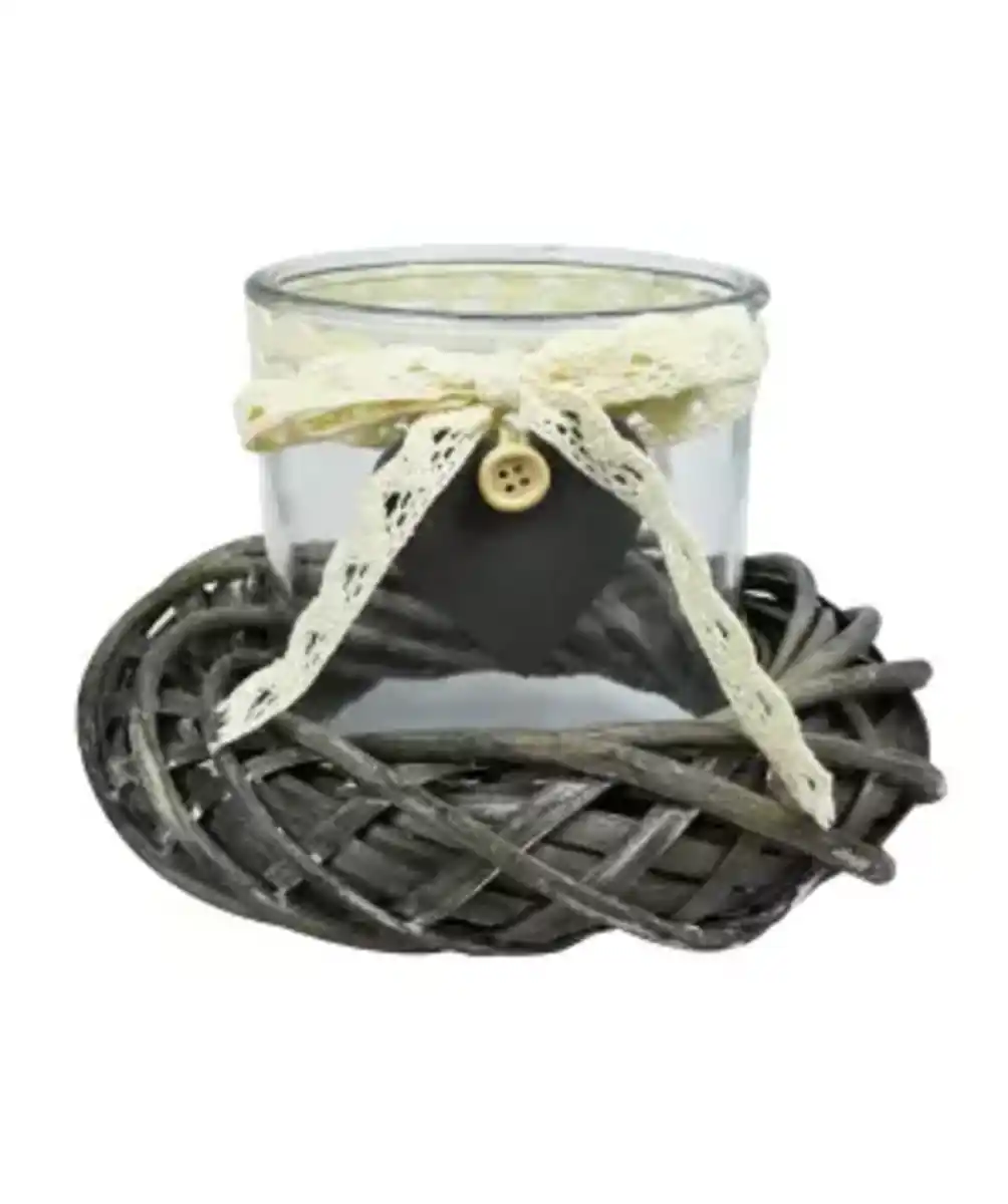 Bild 1 von Teelichthalter mit Weidenkranz, naturfarben