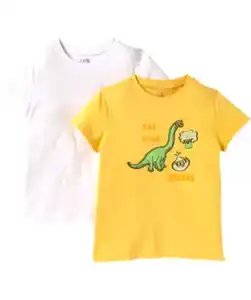 T-Shirts Rundhals, weiß/gelb
