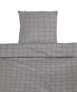 Polycotton-Bettwäsche Karo, grau