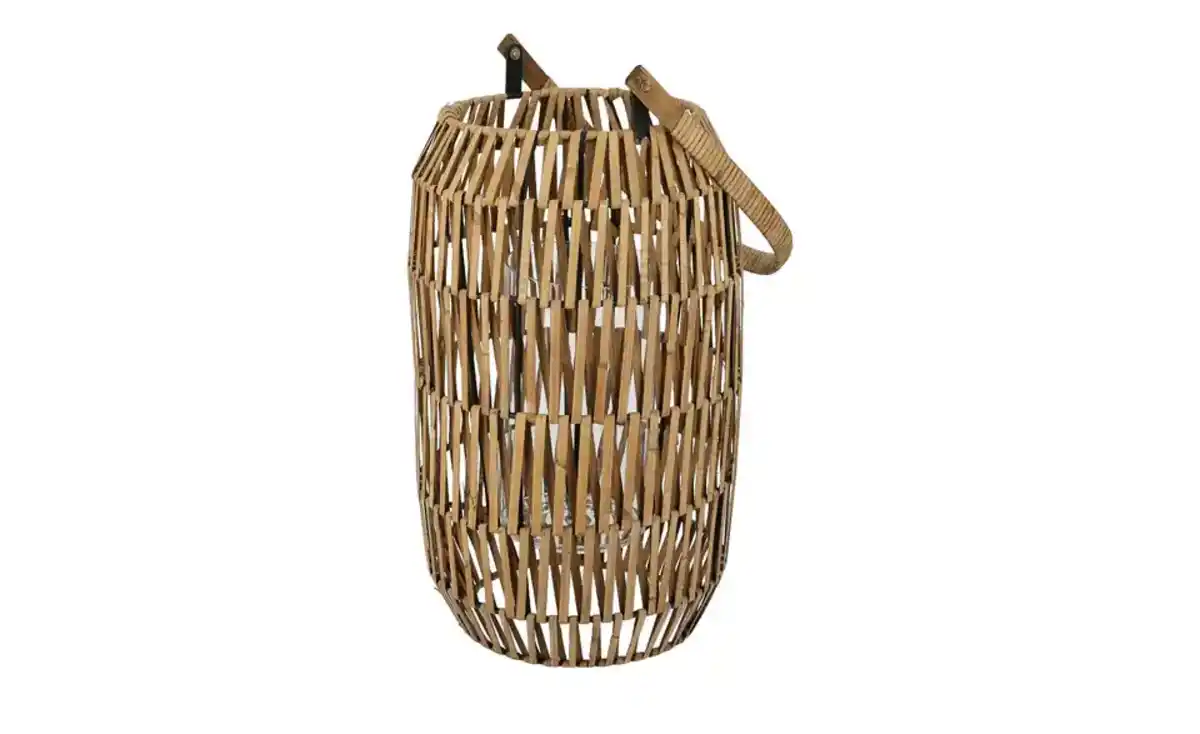 Bild 2 von Laterne   ¦ braun ¦ Rattan,Metall,Glas ¦ Maße (cm): H: 56  Ø: 21.0 Dekoration > Laternen & Windlichter - Möbel Kraft