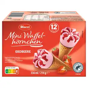 MUCCI Mini Waffelhörnchen 540 ml, Erdbeere