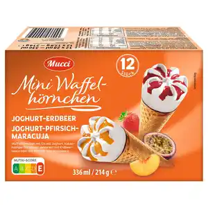 MUCCI Mini Waffelhörnchen 540 ml, Joghurt-Erdbeer/Marille