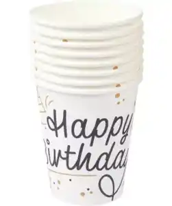 Pappbecher Geburtstag, weiß