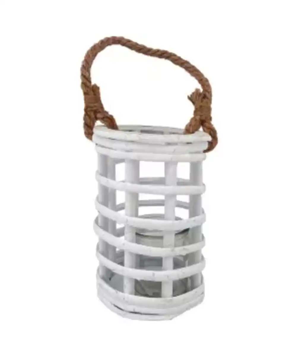 Bild 1 von Laterne mit Jutehenkel, weiß