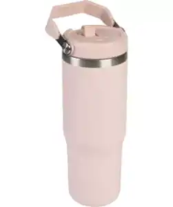 Thermobecher mit Strohhalm, rosa
