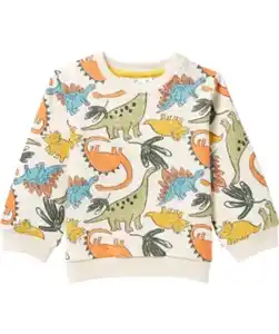 Sweatshirt mit buntem Dinomuster, hellorange