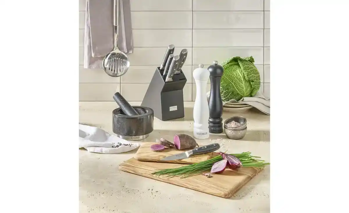 Bild 3 von Meisterkoch Mörser mit Stößel  OPTIMUS ¦ grau ¦ Granit,Edelstahl ¦ Maße (cm): H: 8  Ø: 14.0 Küchenzubehör & Helfer > Küchenhelfer - Möbel Kraft