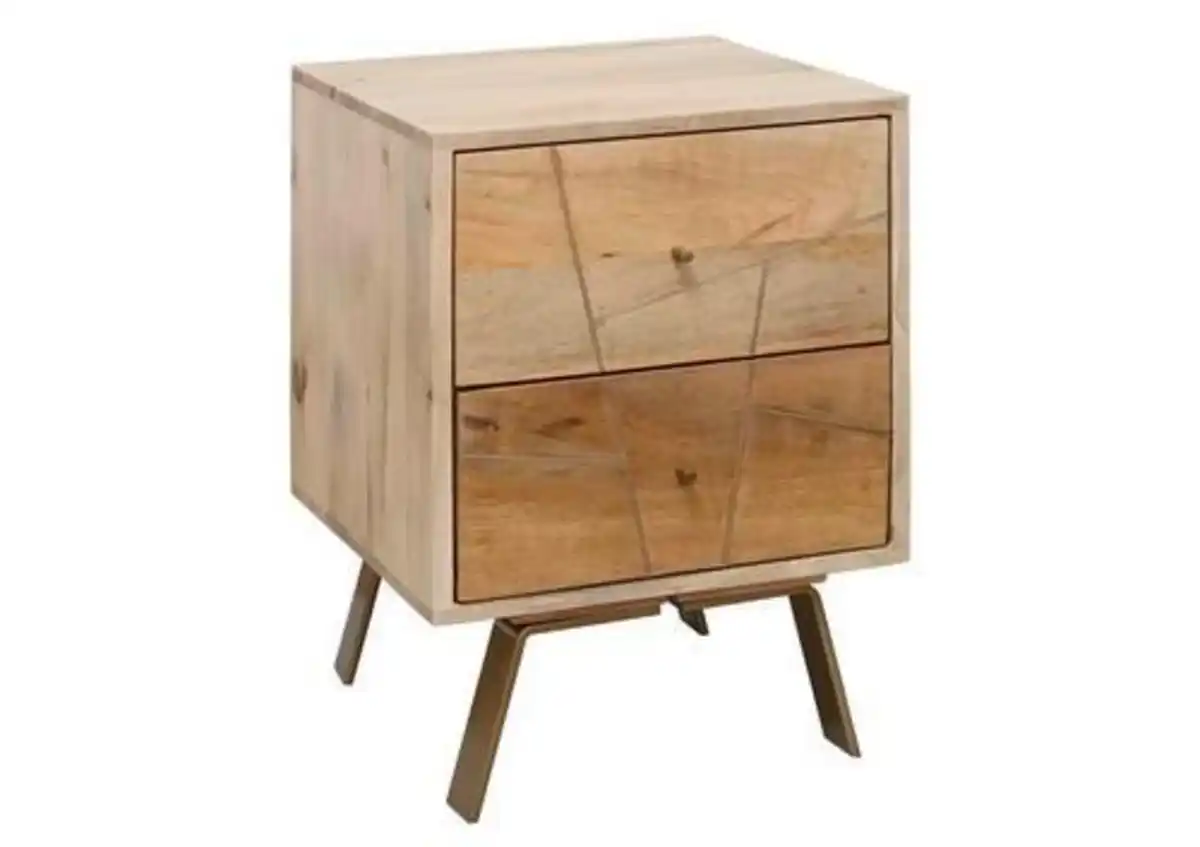 Bild 1 von Nachtkästchen 'Sikar', aus Mango, braun/gold, Braun