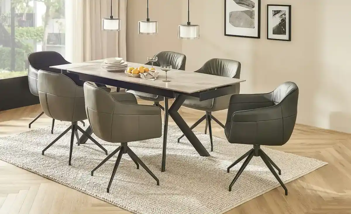 Bild 1 von Primo Armlehnstuhl Leder Gina ¦ grau ¦ Maße (cm): B: 62 H: 84 T: 59.2 Stühle > Esszimmerstühle - Möbel Kraft