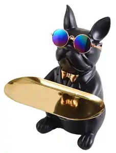 Deko-Dogge mit ovalem Tablett