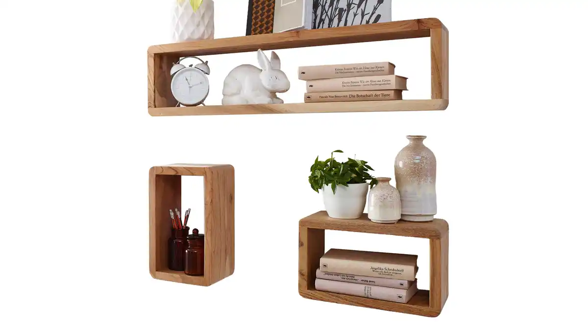 Bild 1 von Wandregal 3er-Set Akazie massiv 80 cm - BURSA