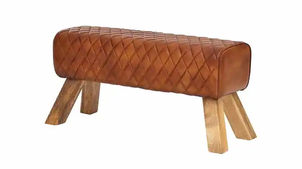 Bild 1 von Sitzbank 89 cm echtes Leder braun Mango massiv - RIST