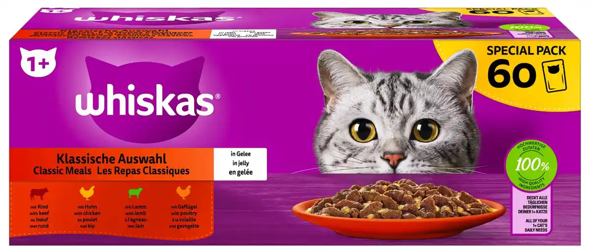 Bild 1 von WHISKAS oder SHEBA Katzenfutter, 40 x bzw. 60 x 85-g-Packg.