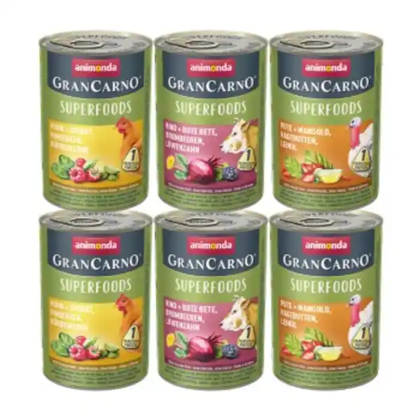 Bild 1 von animonda GranCarno Superfoods Nassfutter Hund Adult, Mixpaket 6x400 g
