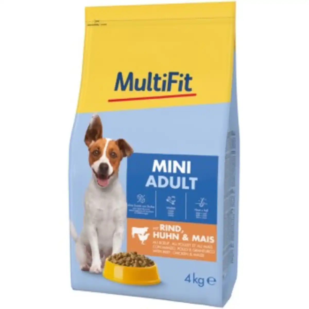 Bild 1 von MultiFit Trockenfutter Hund Adult, Mini, mit Rind, Huhn & Mais 4 kg