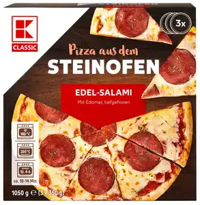 K-CLASSIC Steinofen-Pizza, 3 St. = 1,05-kg-Packg.
