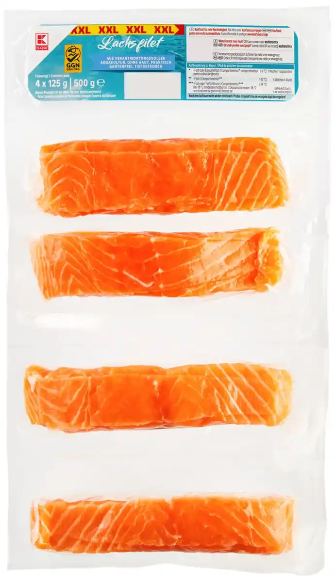 Bild 1 von K-CLASSIC Lachsfilets XXL, 4 St. = 500-g-Großpackg.