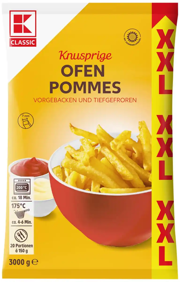 Bild 1 von K-CLASSIC Ofenpommes XXL, 3-kg-Großpack.