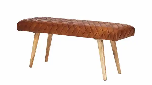 Bild 1 von Sitzbank 115 cm echtes Leder braun Mango massiv - RIST