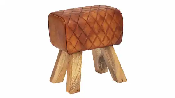 Bild 1 von Sitz- & Fußhocker 40 x 27 cm Echtleder Mango massiv lackiert - RIST